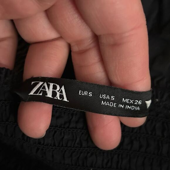 Zara Solid Black Eyelet Hem Sleeveless Midi Dress Size Small - Picture 4 of 5